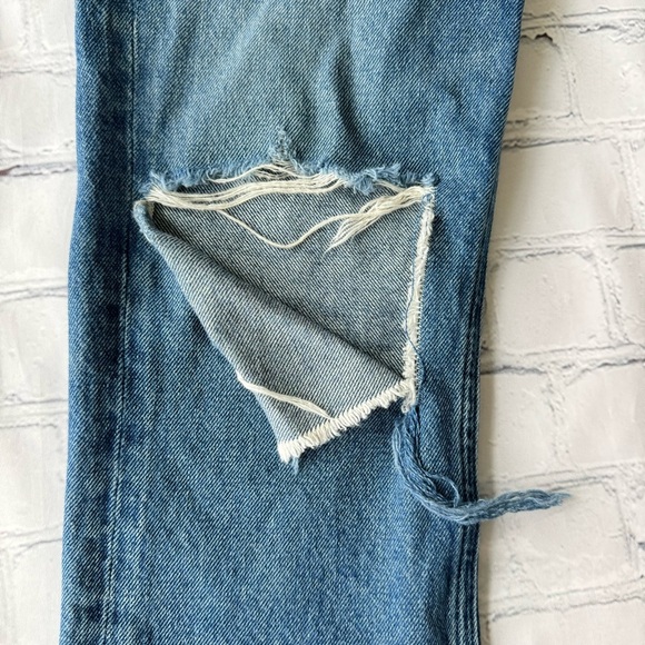 Agolde Women blue distressed Feel Good high waist buttoned jeans size 24 - Picture 3 of 10